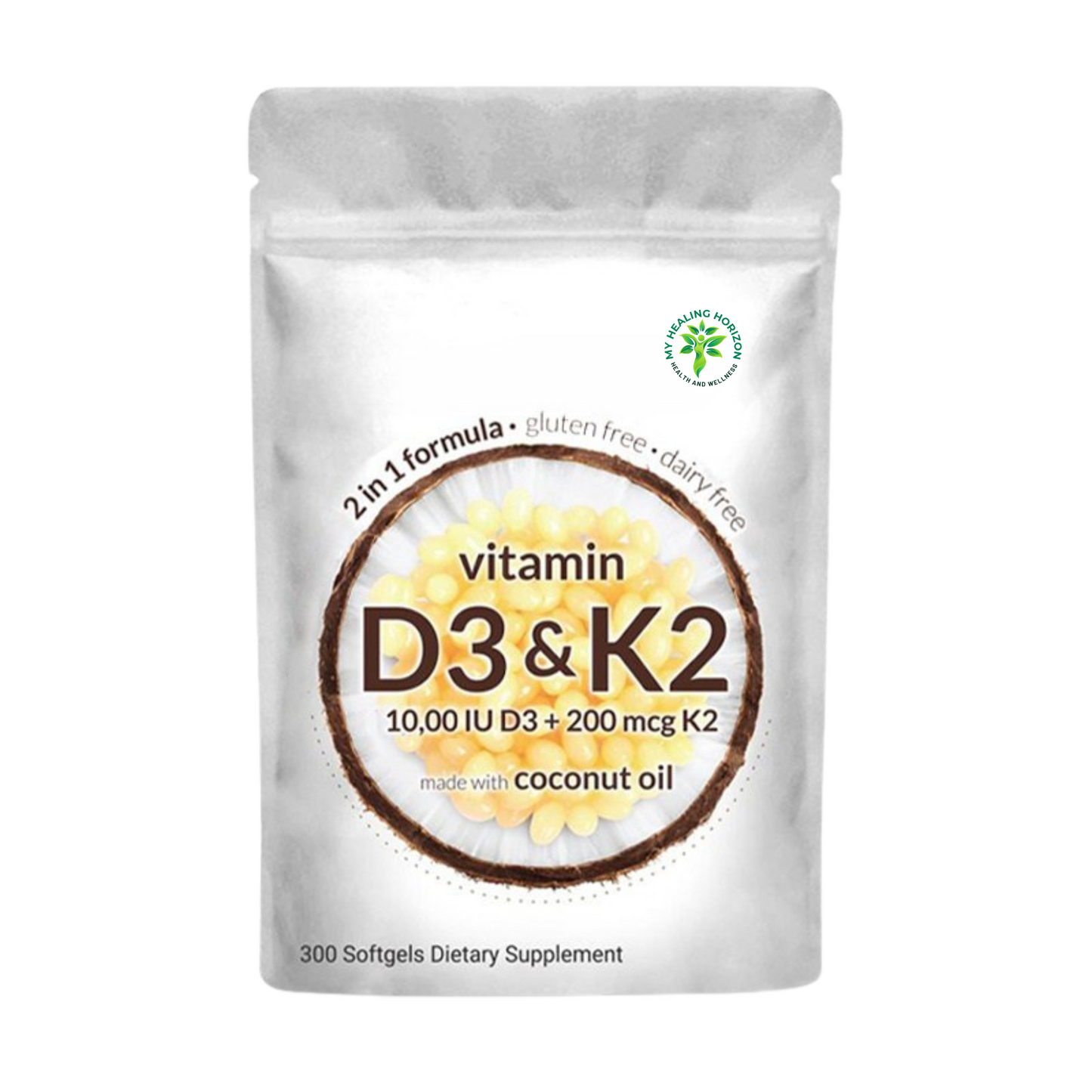 Vitamin D3 K2 Supplement (2-in-1) 300 Softgel